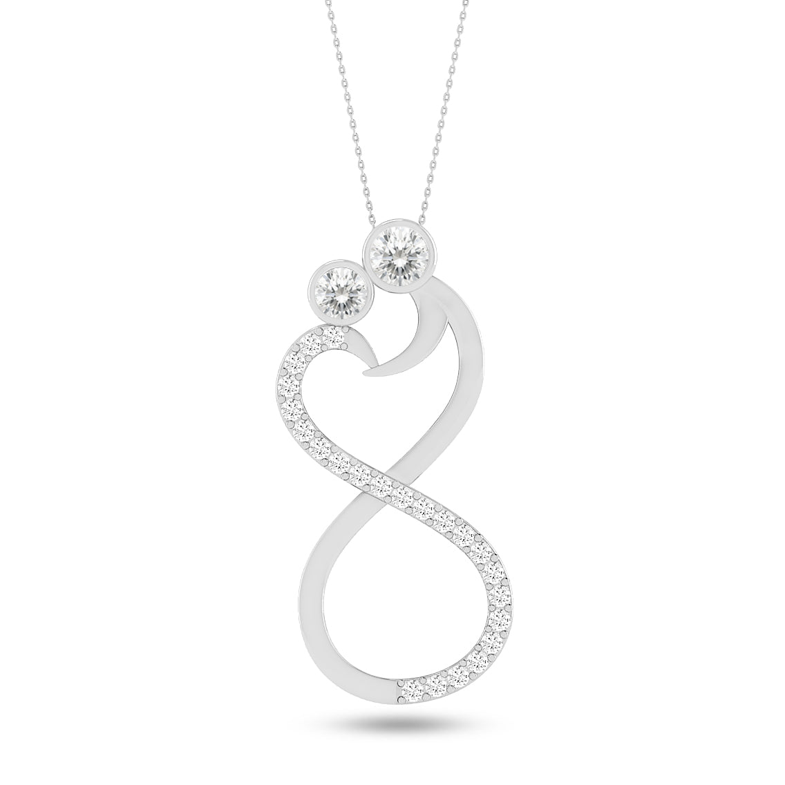 Couple Heart Infinity Pendant | Starburst Pendant | Heart Knot Teardrop Pendant | Sterling Silver Birthstone Necklace | Diamond Accent | Adjustable Chain | 15 Gemstone Choices