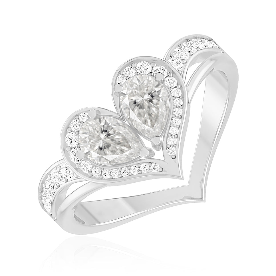 Heart-Shaped Gemstones Ring | Sterling Silver Birthstone Ring | Genuine Gemstone & Diamond Studded Ring | Personalized Promise Ring | Gift for Her