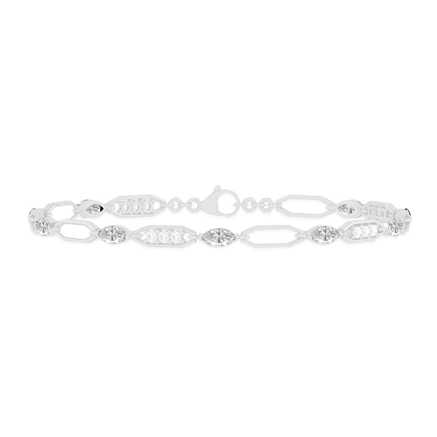 Art Deco Link Bracelet | Sterling Silver Birthstone Bracelet | Adjustable Chain | 15 Gemstone Choices | Personalized Gemstone Bracelet Floral Vine Bracelet Canter piece