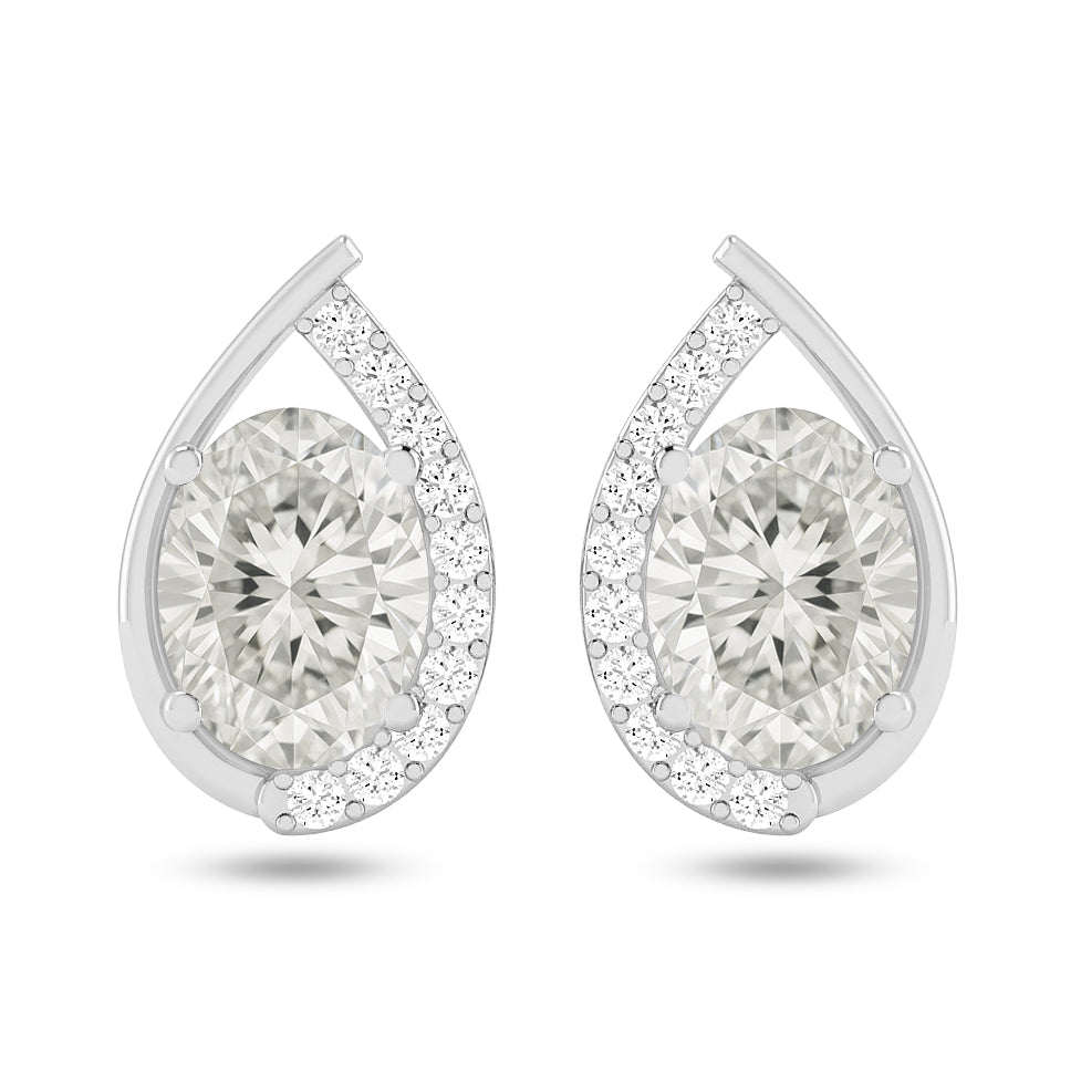 Pear Halo Stud Earrings | 925 Sterling Silver Birthstone Stud Earrings | Diamond Accent Gemstone Earrings | 15 Birthstone Options | Gift for Women (Copy)