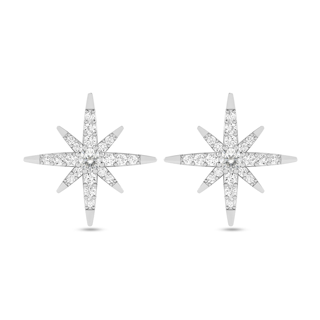 Celestial Starburst Stud Earrings | 925 Sterling Silver Birthstone Stud Earrings | Diamond Accent Gemstone Earrings | 15 Birthstone Options | Gift for Women