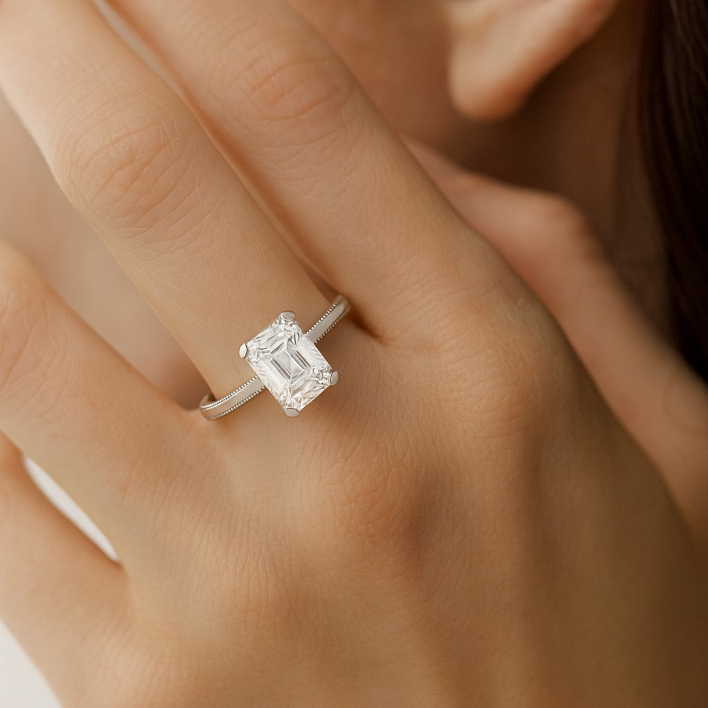 Vintage Milgrain Split Shank | Sterling Silver Birthstone Ring | Genuine Gemstone & Diamond Studded Ring | Personalized Promise Ring | Gift for Her