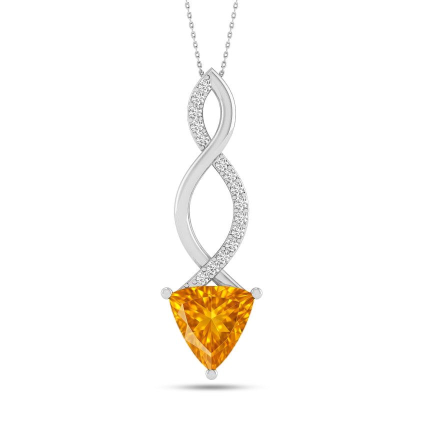 Infinity Twist Pendant | Sterling Silver Birthstone Necklace | Diamond Accent | Adjustable Chain | 15 Gemstone Choices