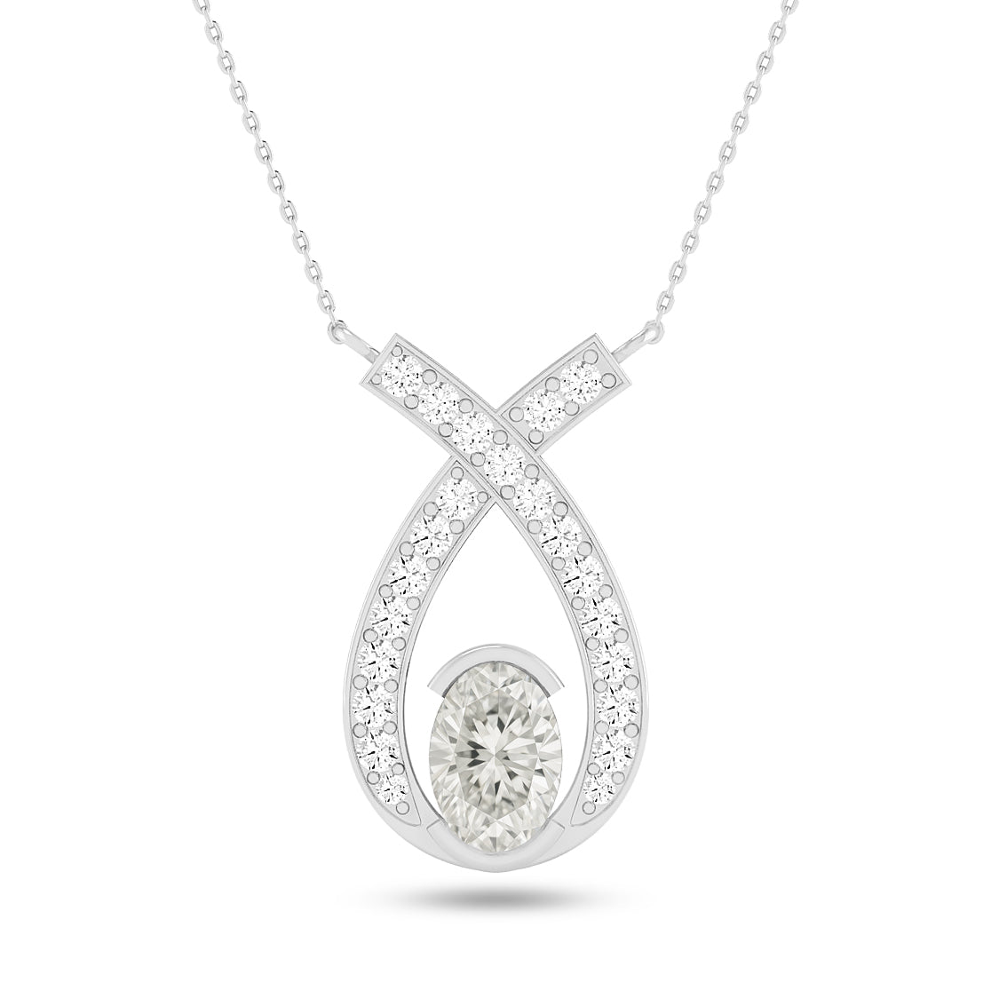 Teardrop Halo Pendant | Starburst Pendant | Heart Knot Teardrop Pendant | Sterling Silver Birthstone Necklace | Diamond Accent | Adjustable Chain | 15 Gemstone Choices