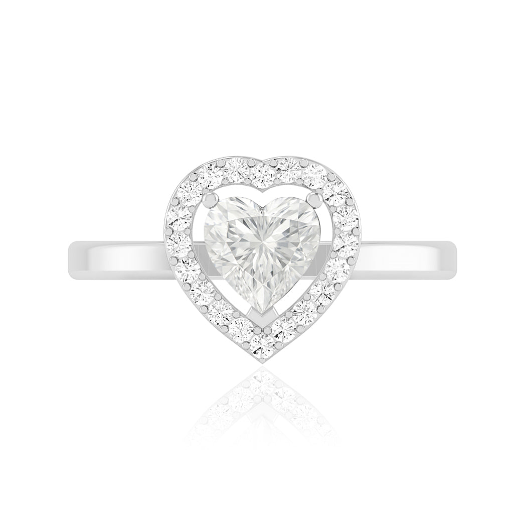 Heart Halo Ring | Sterling Silver Birthstone Ring | Genuine Gemstone Studded Ring | Personalized Promise Ring | Gift for Her