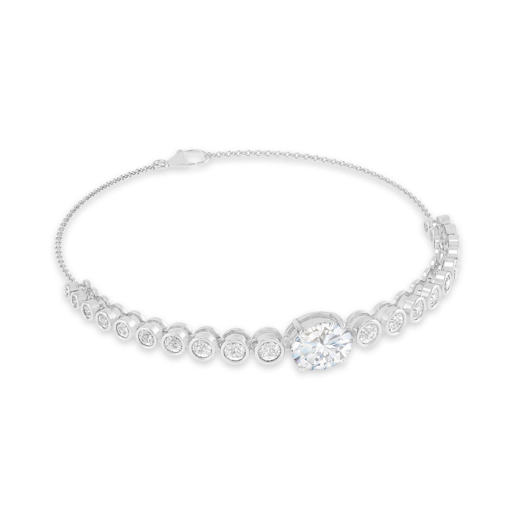 Center Stone Tennis Bracelet | Sterling Silver Birthstone Bracelet | Adjustable Chain | 15 Gemstone Choices | Personalized Gemstone Bracelet
