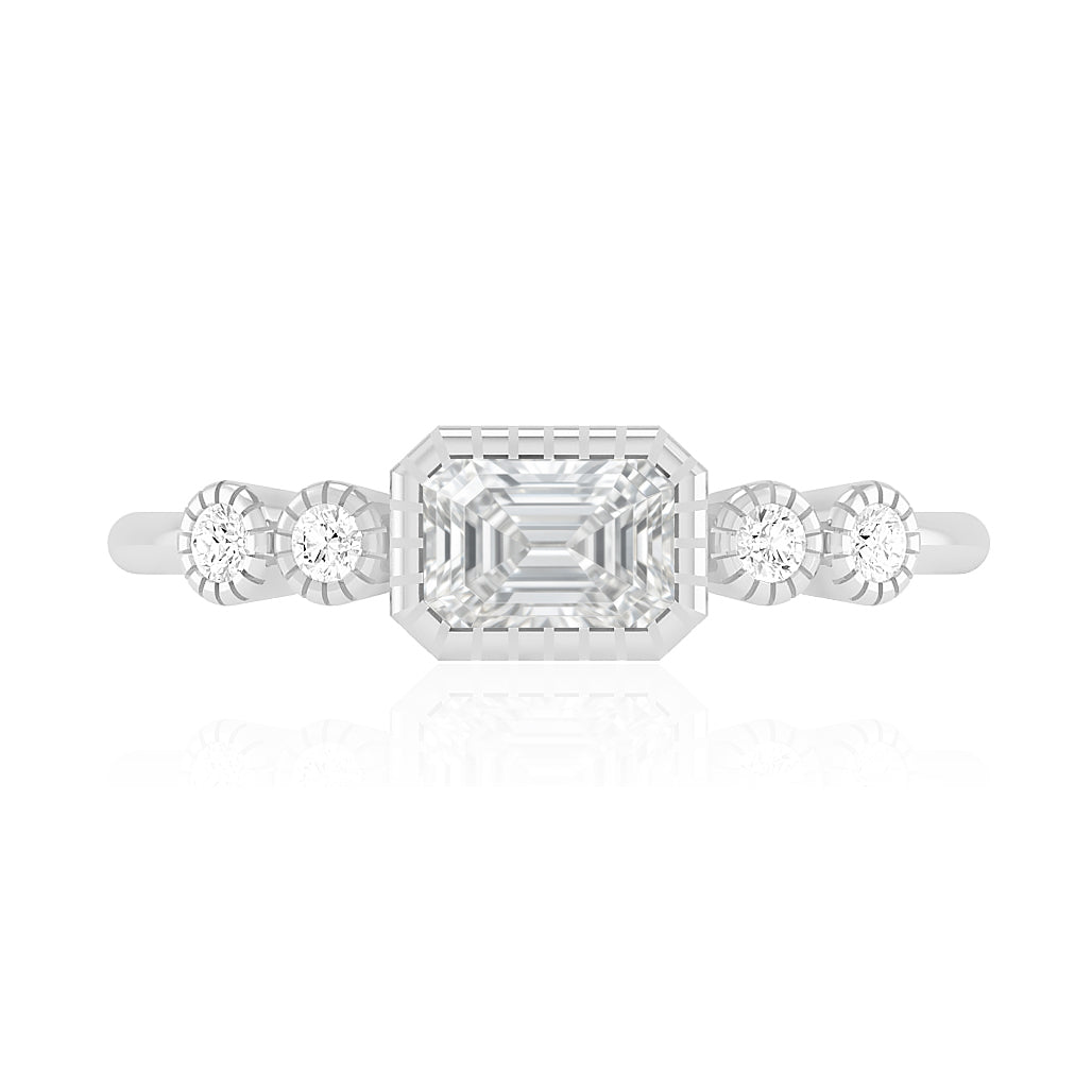 Art Deco Bezel Ring | Sterling Silver Birthstone Ring | Genuine Gemstone & Diamond Studded Ring | Personalized Promise Ring | Gift for Her