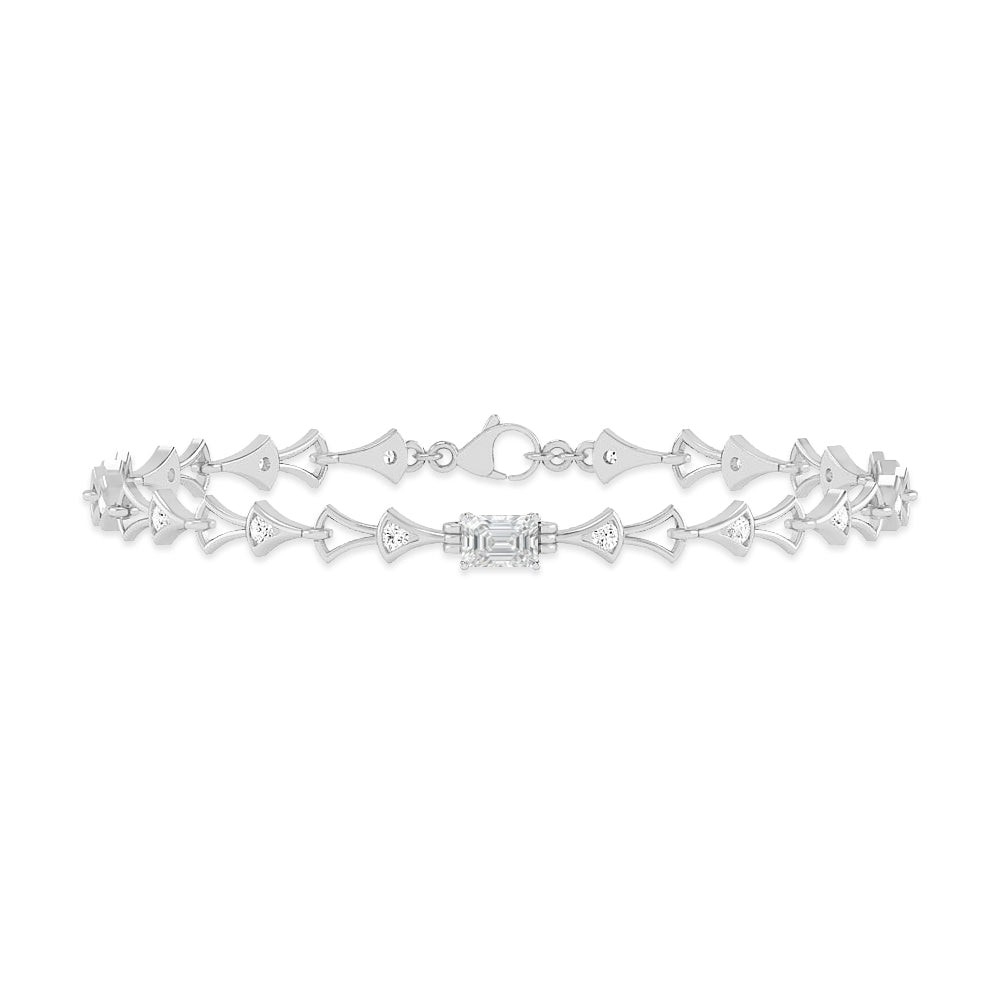 Art Deco Link Bracelet | Sterling Silver Birthstone Bracelet | Adjustable Chain | 15 Gemstone Choices | Personalized Gemstone Bracelet Floral Vine Bracelet Canter piece