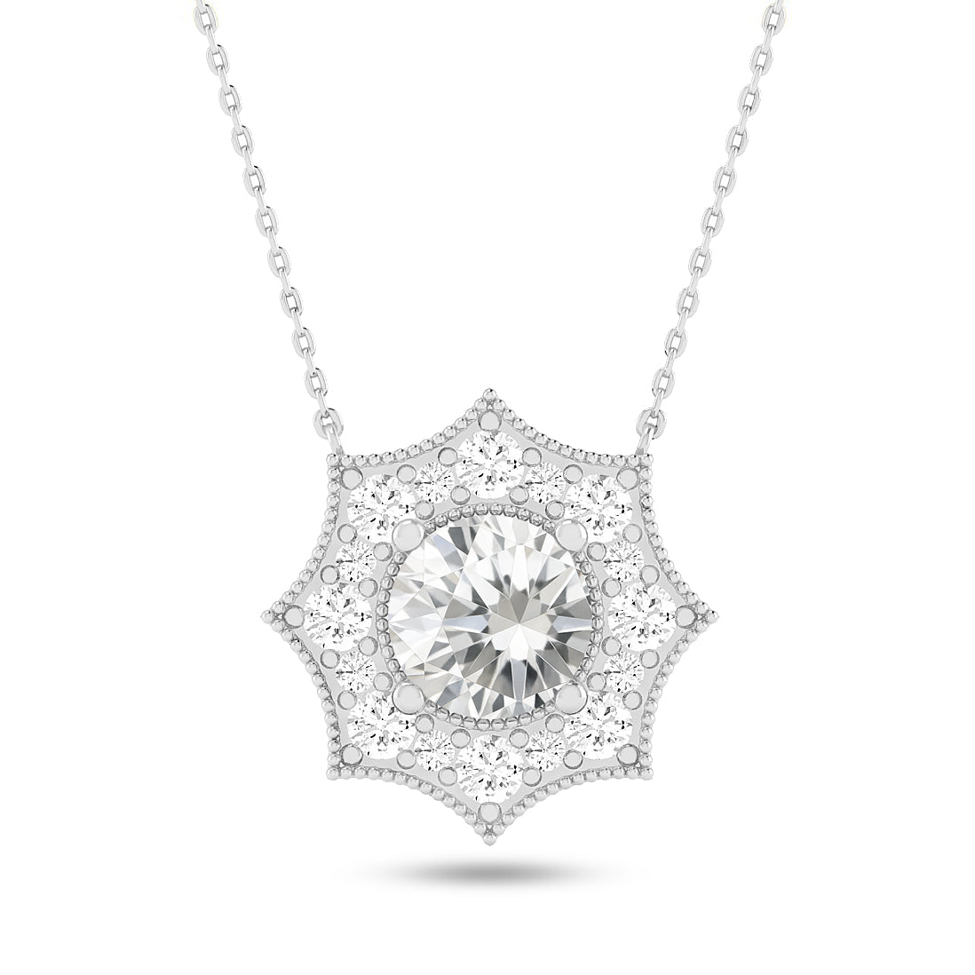 Snowflake Halo Pendant | Starburst Pendant | Heart Knot Teardrop Pendant | Sterling Silver Birthstone Necklace | Diamond Accent | Adjustable Chain | 15 Gemstone Choices