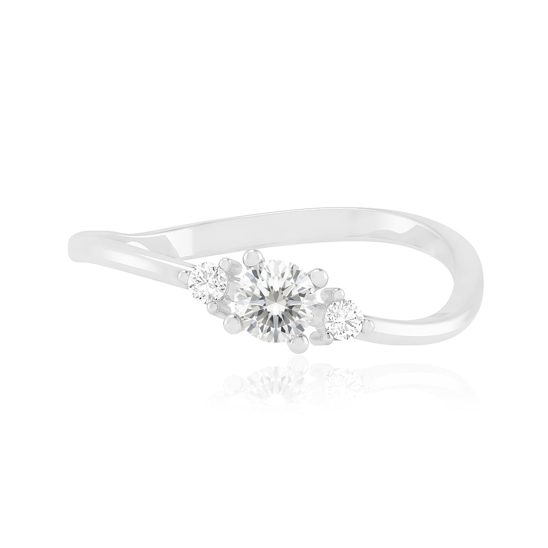 Three Stone Solitaire Ring | Sterling Silver Birthstone Ring | Genuine Gemstone & Diamond Studded Ring | Personalized Promise Ring | Gift for Her