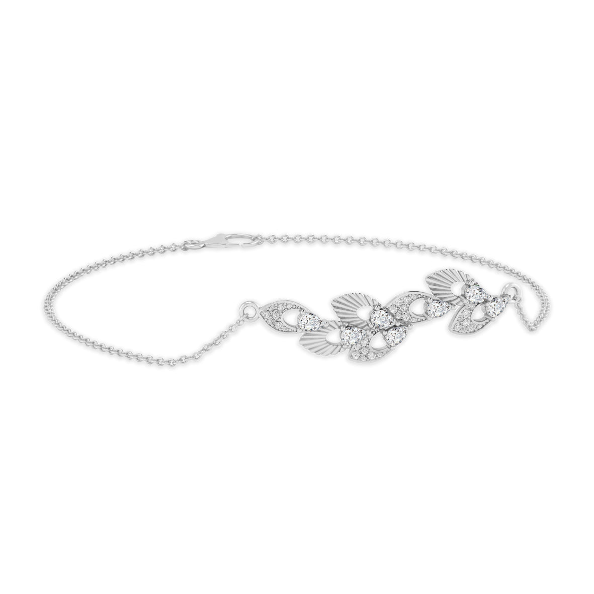 Floral Vine Bracelet Centerpiece | Sterling Silver Birthstone Bracelet | Adjustable Chain | 15 Gemstone Choices | Personalized Gemstone Bracelet Floral Vine Bracelet Canter piece