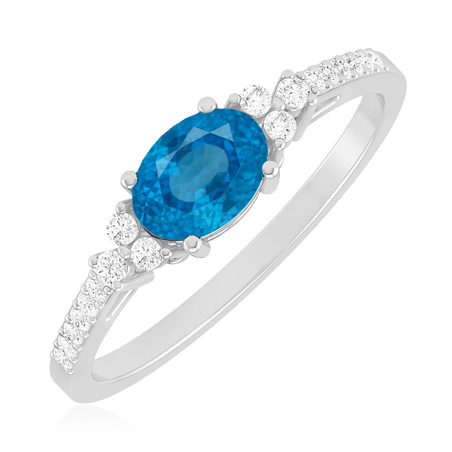 Bezel Set Three-Stone Ring | Sterling Silver Birthstone Ring | Genuine Gemstone & Diamond Studded Ring | Personalized Promise Ring | Gift for Her