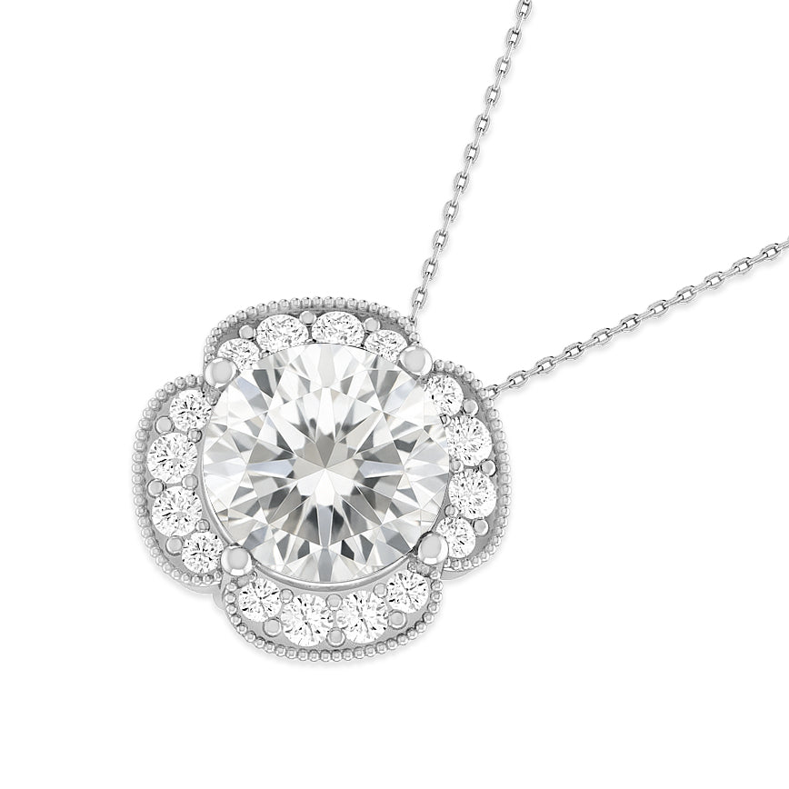 Floral Halo Pendant | Starburst Pendant | Heart Knot Teardrop Pendant | Sterling Silver Birthstone Necklace | Diamond Accent | Adjustable Chain | 15 Gemstone Choices