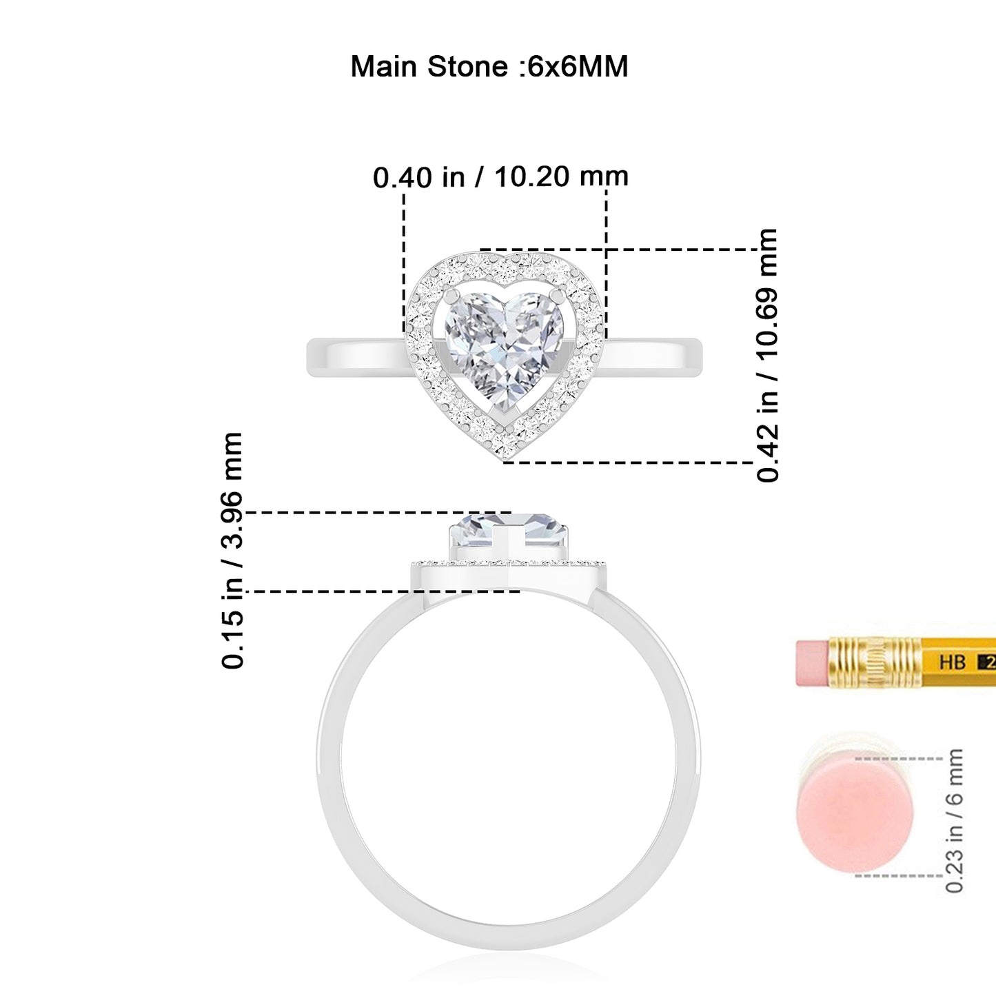 Heart Halo Ring | Sterling Silver Birthstone Ring | Genuine Gemstone Studded Ring | Personalized Promise Ring | Gift for Her