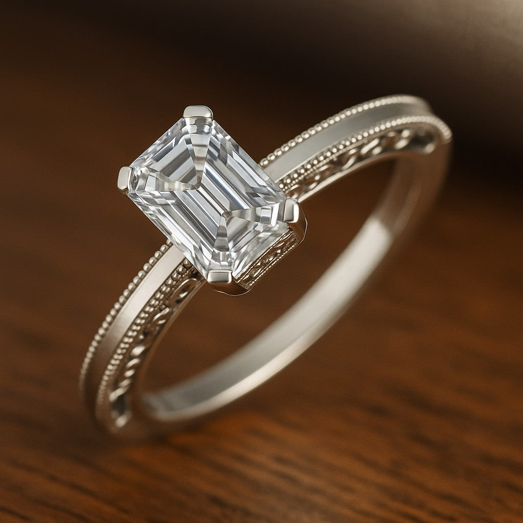 Vintage Milgrain Split Shank | Sterling Silver Birthstone Ring | Genuine Gemstone & Diamond Studded Ring | Personalized Promise Ring | Gift for Her