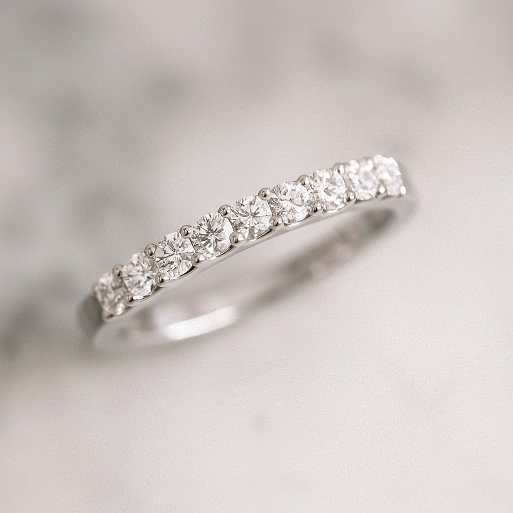 Half Eternity Ring | Sterling Silver Birthstone Ring | Genuine Gemstone & Diamond Studded Ring | Personalized Promise Ring | Gift for Her