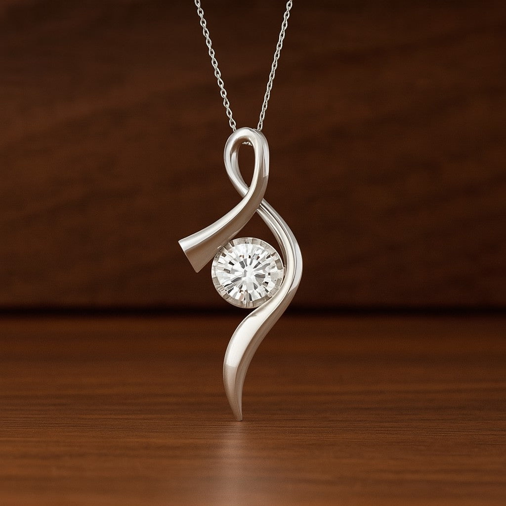 Infinity Twist Pendant | Floral Vine Style Gemstone Pendant | Sterling Silver Birthstone Necklace | Adjustable Chain | 15 Gemstone Choices | Personalized Gemstone Pendant