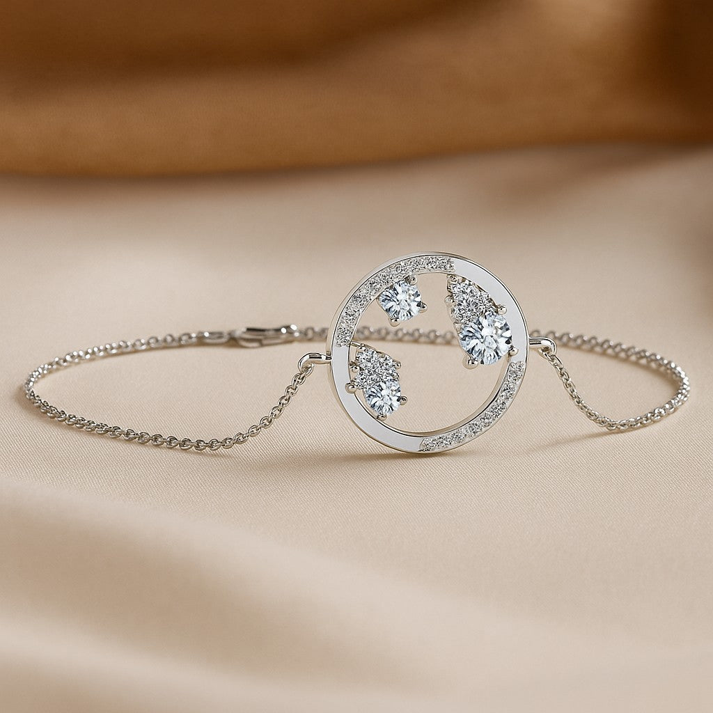 Constellation Circle Bracelet | Sterling Silver Birthstone Bracelet | Adjustable Chain | 15 Gemstone Choices | Personalized Gemstone Bracelet
