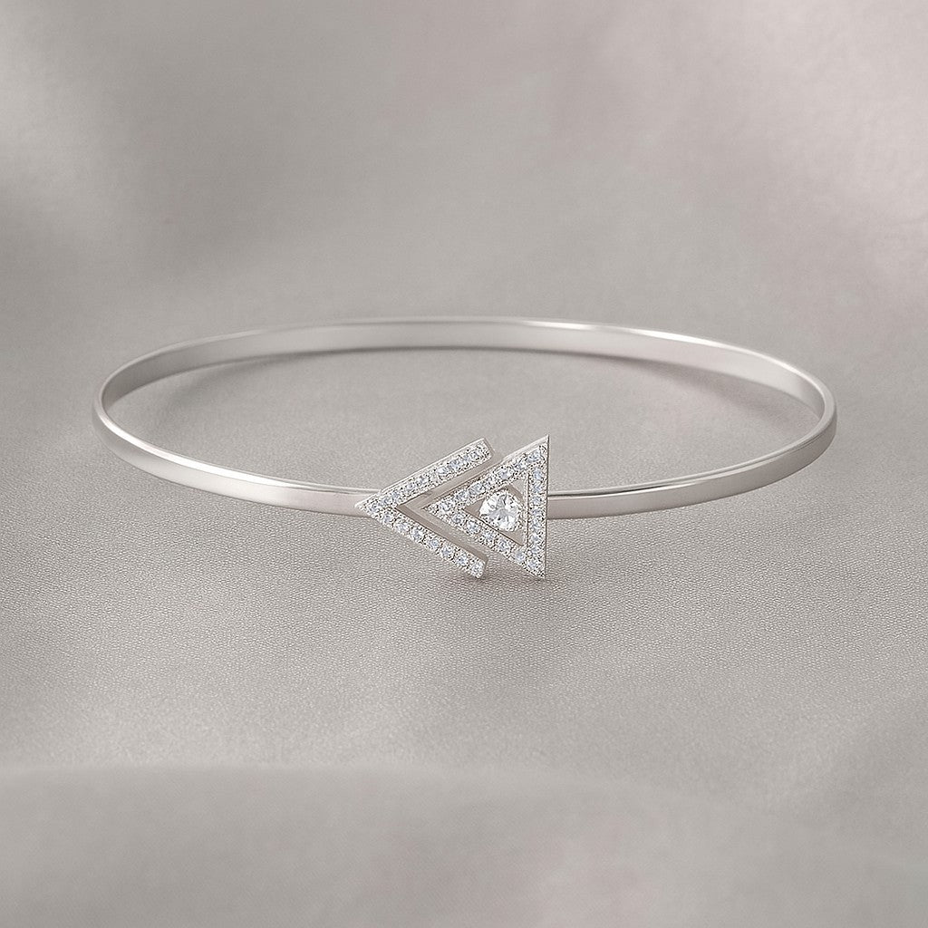 Geometric Open Bangle Bracelet | Sterling Silver Birthstone Bracelet | Adjustable Chain | 15 Gemstone Choices | Personalized Gemstone Bracelet