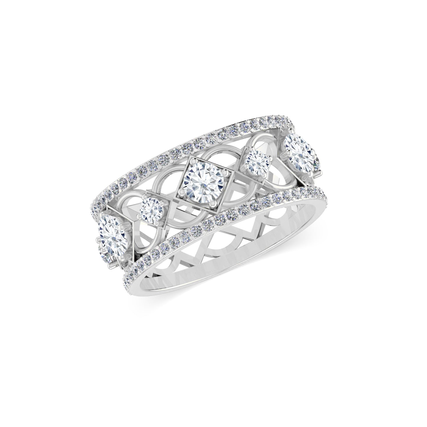 Celtic Knot Wide Band Ring | Sterling Silver Birthstone Ring | Genuine Gemstone & Diamond Studded Ring | Personalized Promise Ring | Gift for Her