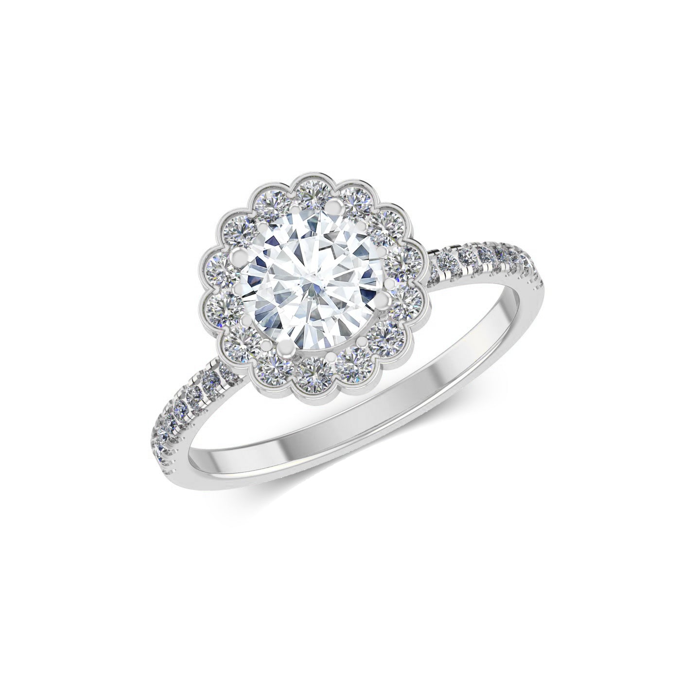 Floral Halo Ring | Sterling Silver Birthstone Ring | Genuine Gemstone & Diamond Studded Ring | Personalized Promise Ring | Gift for Her