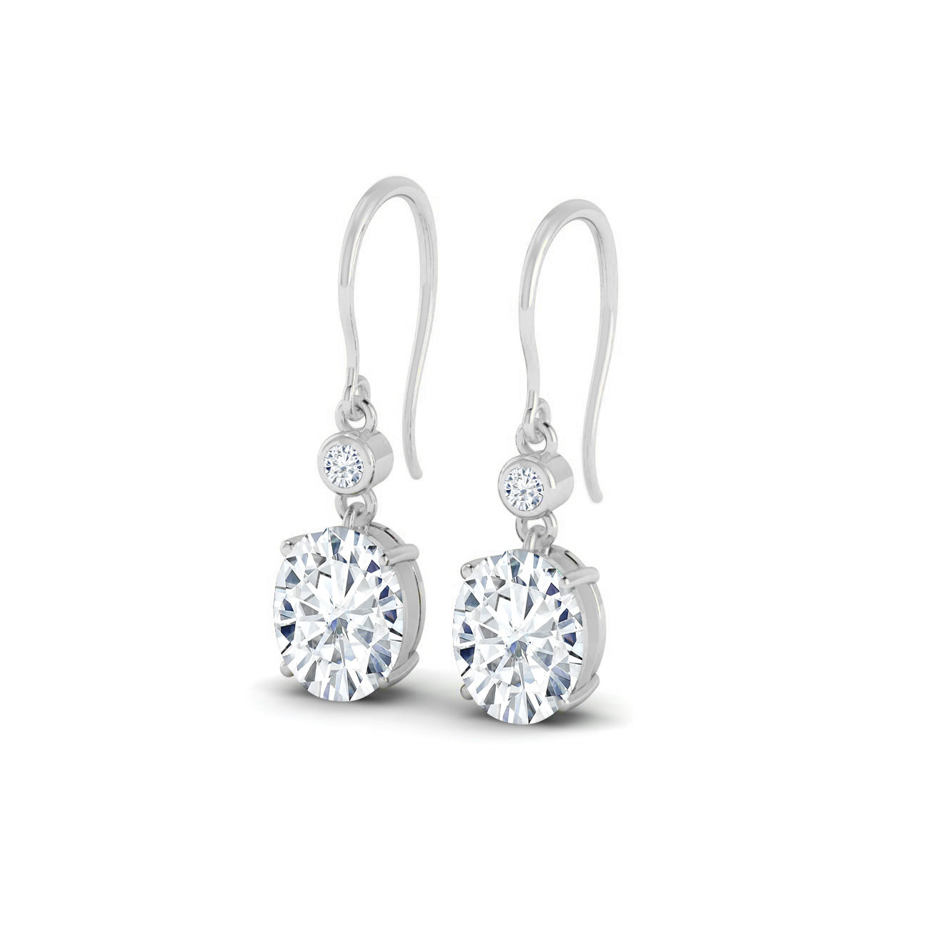 French Hook Drop Earrings | 925 Sterling Silver Birthstone Stud Earrings | Diamond Accent Gemstone Earrings | 15 Birthstone Options | Gift for Women