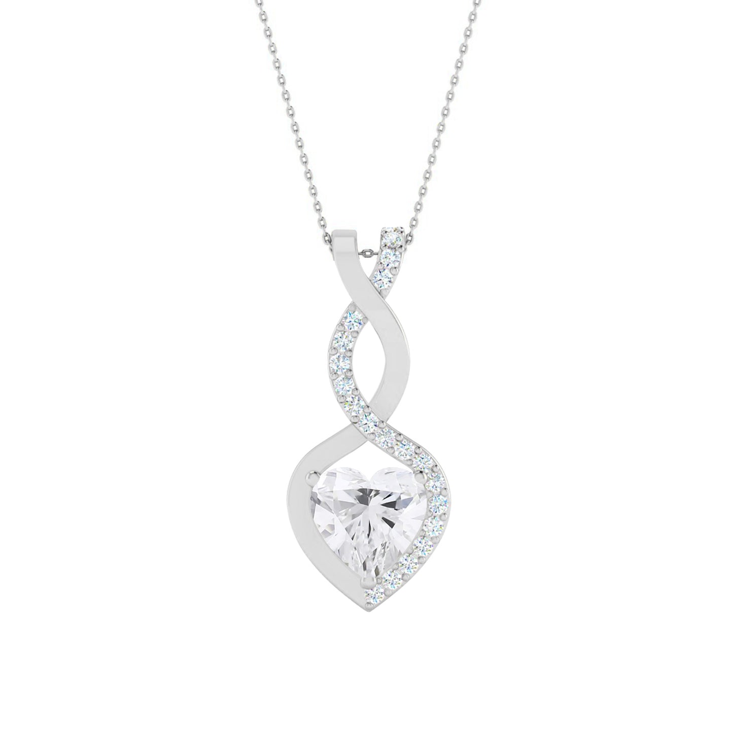Infinity Heart Pendant | Starburst Pendant | Heart Knot Teardrop Pendant | Sterling Silver Birthstone Necklace | Diamond Accent | Adjustable Chain | 15 Gemstone Choices