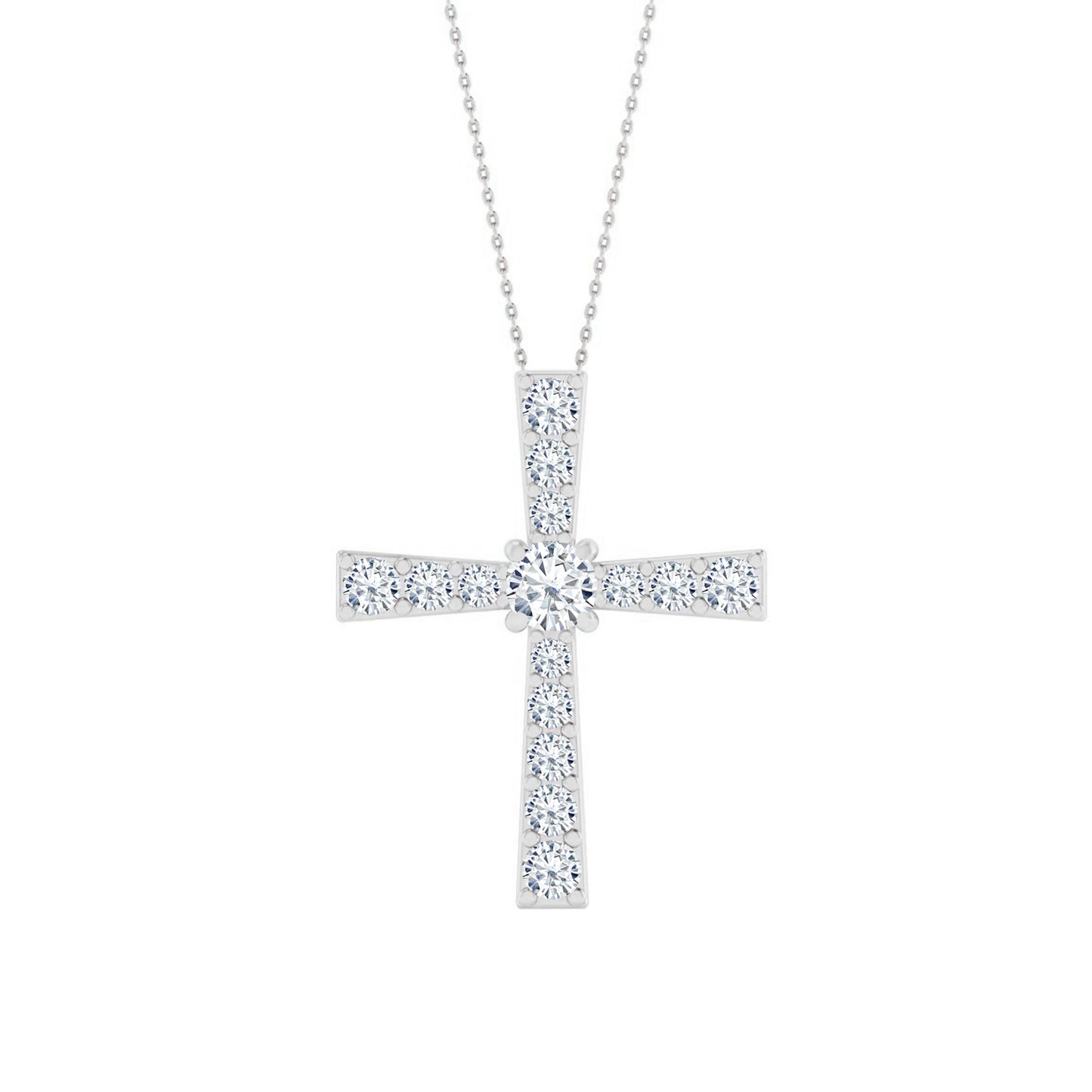 Cross Pendant | Sterling Silver Birthstone Necklace | Diamond Accent | Adjustable Chain | 15 Gemstone Choices