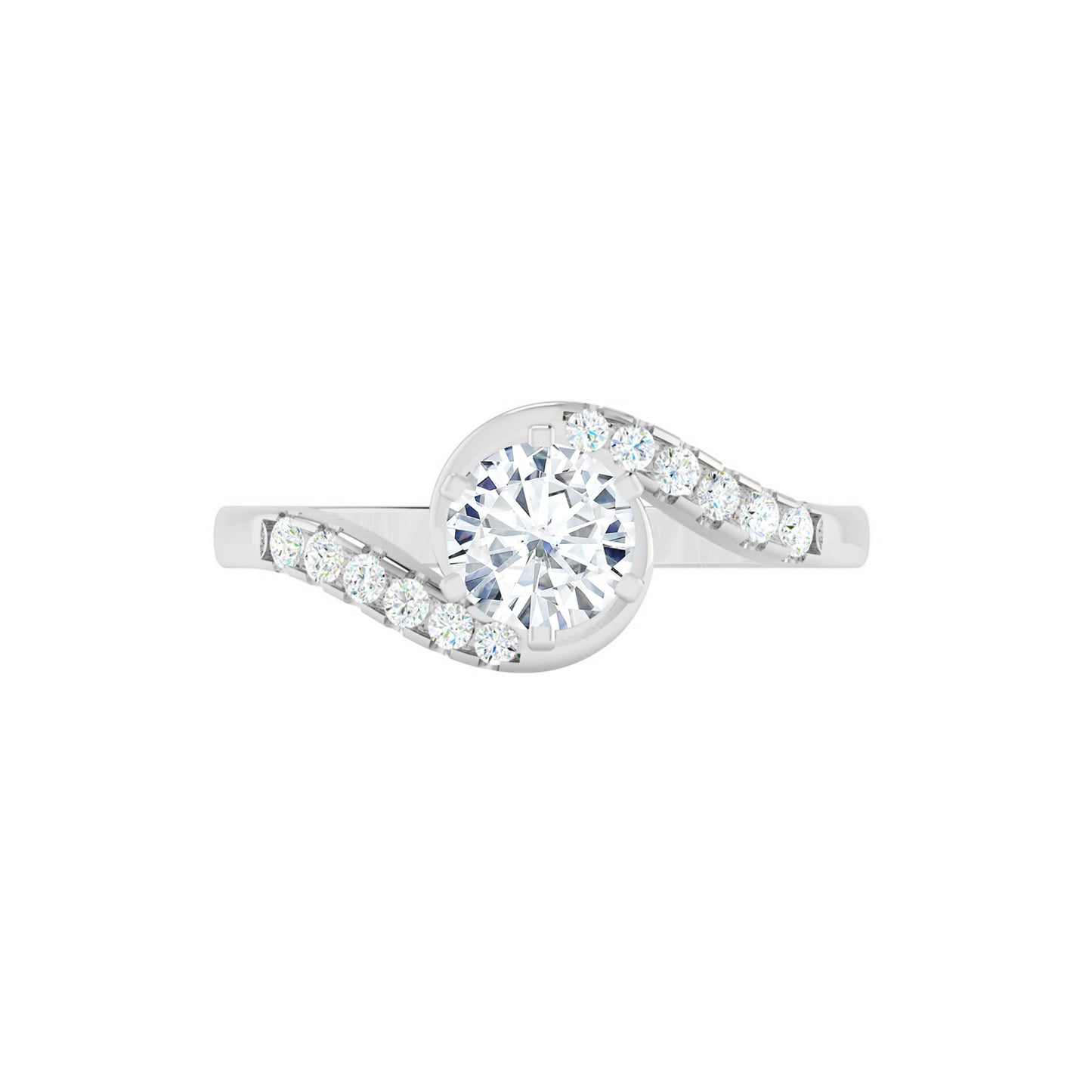 Bypass Solitaire Ring | Sterling Silver Birthstone Ring | Genuine Gemstone & Diamond Studded Ring | Personalized Promise Ring | Gift for Her