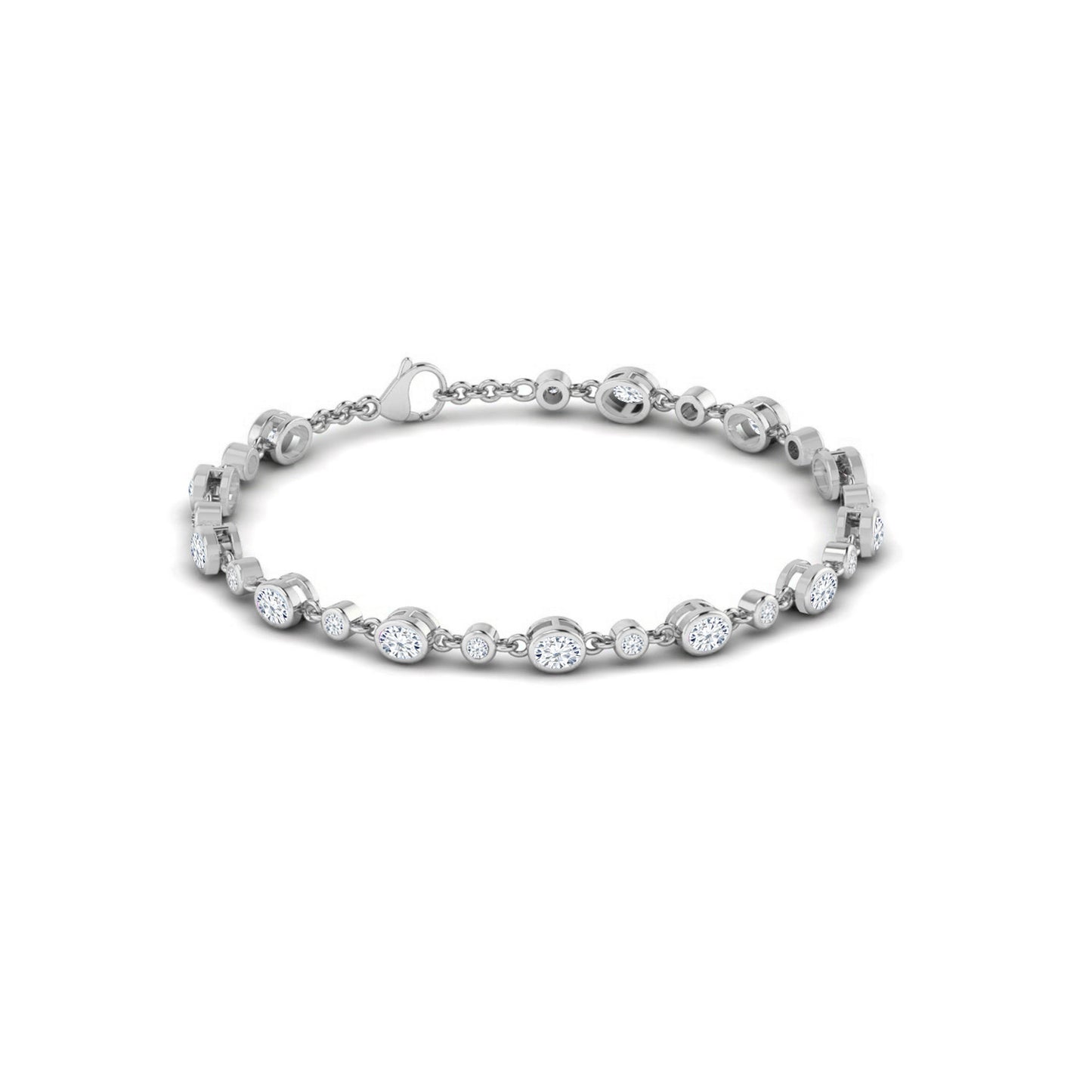 Bezel Set Tennis Bracelet | Sterling Silver Birthstone Bracelet | Adjustable Chain | 15 Gemstone Choices | Personalized Gemstone Bracelet