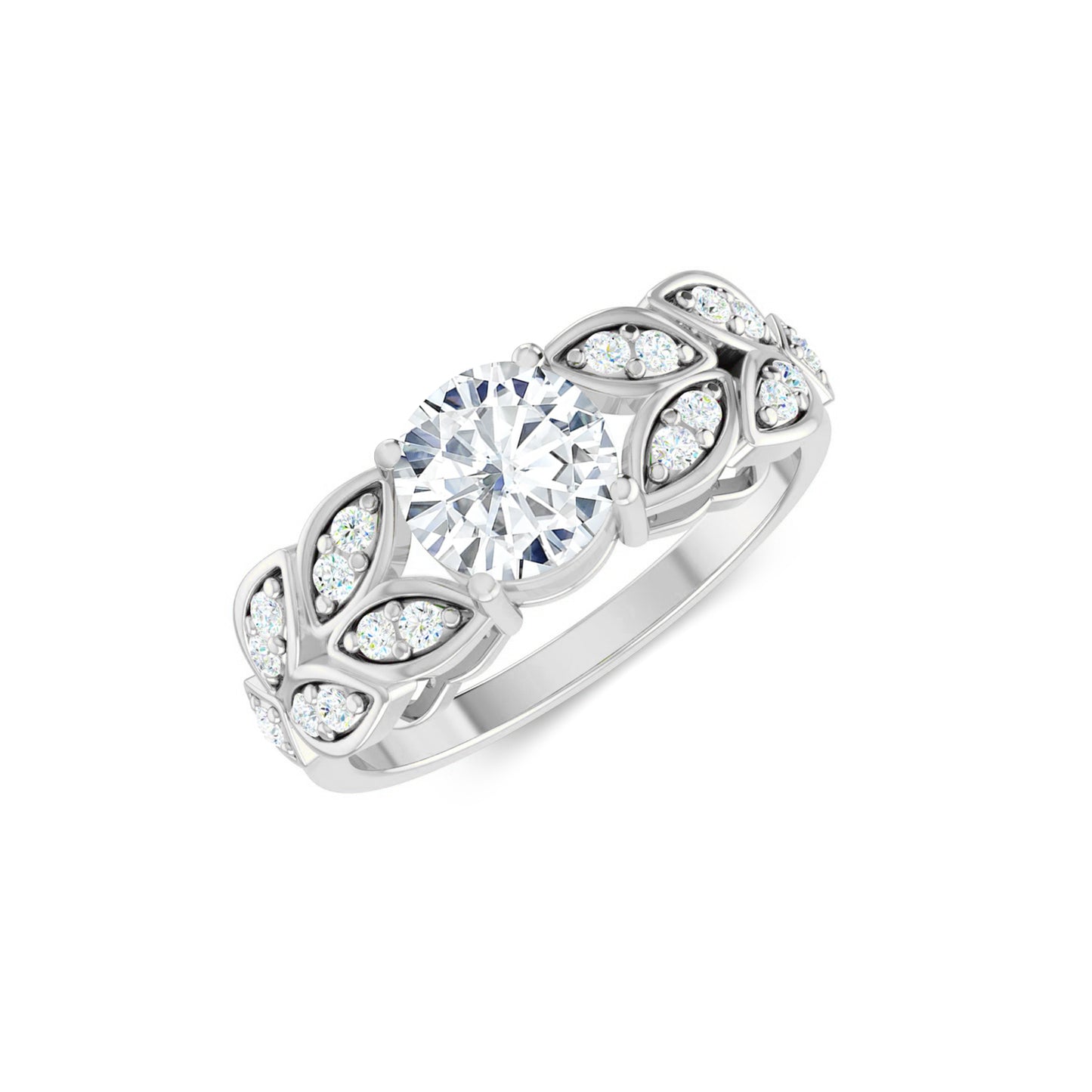 Nature-Inspired Leaf Ring | Sterling Silver Birthstone Ring | Genuine Gemstone & Diamond Studded Ring | Personalized Promise Ring | Gift for Her