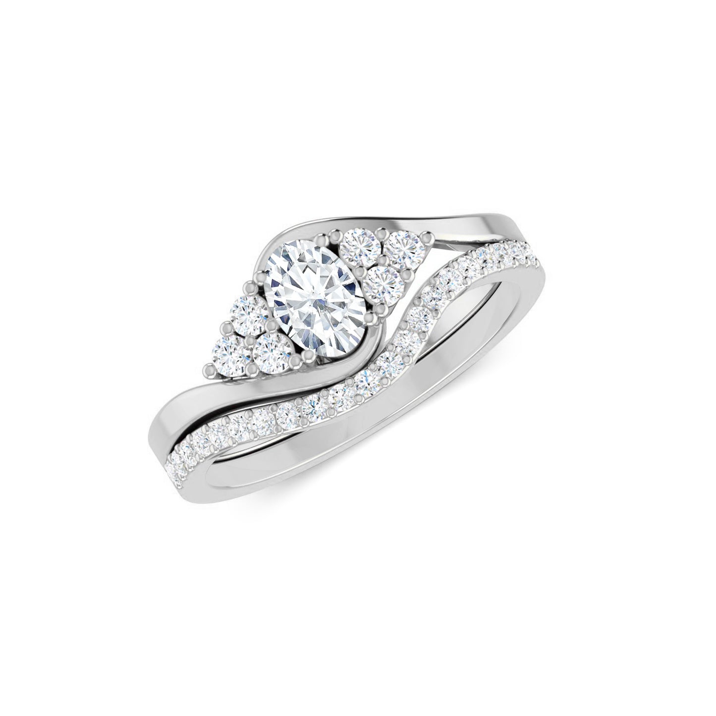 Curved Wedding Band | Sterling Silver Birthstone Ring | Genuine Gemstone & Diamond Studded Ring | Personalized Promise Ring | Gift for Her