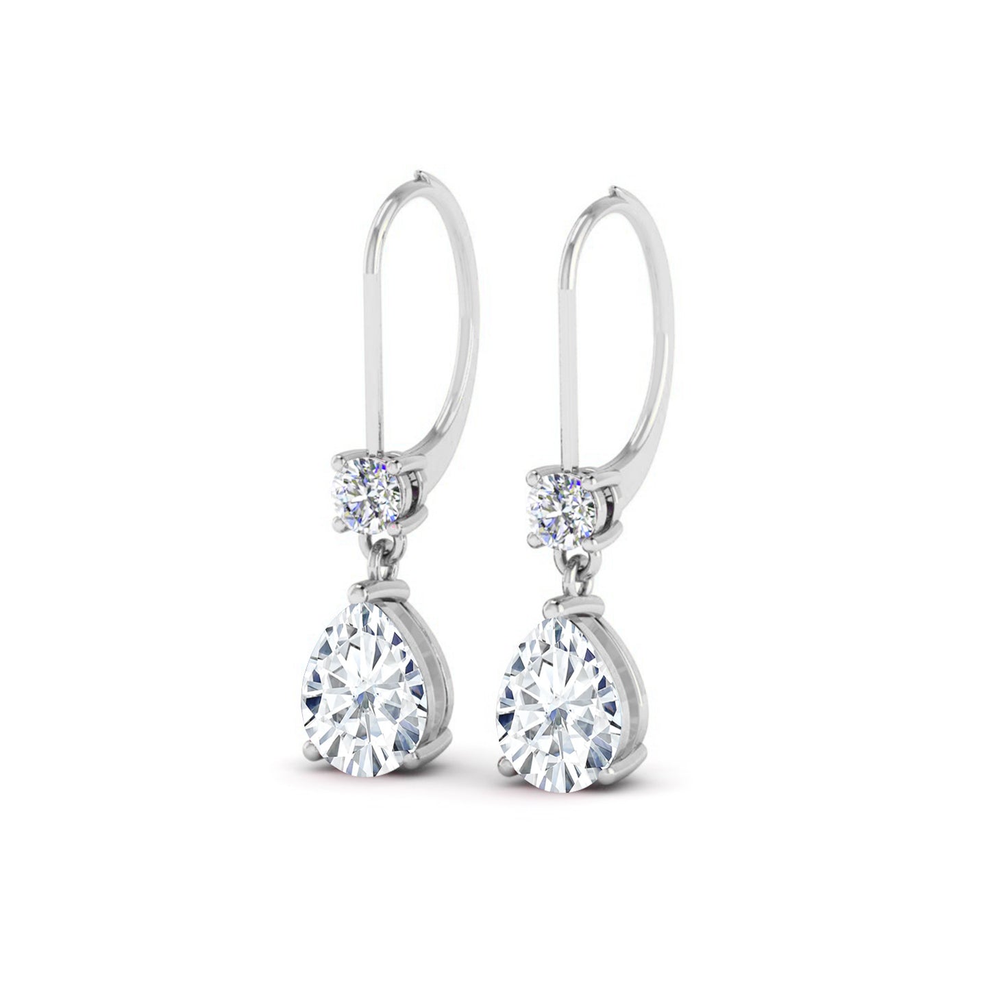 Pear Drop Lever back Earrings | 925 Sterling Silver Birthstone Stud Earrings | Diamond Accent Gemstone Earrings | 15 Birthstone Options | Gift for Women