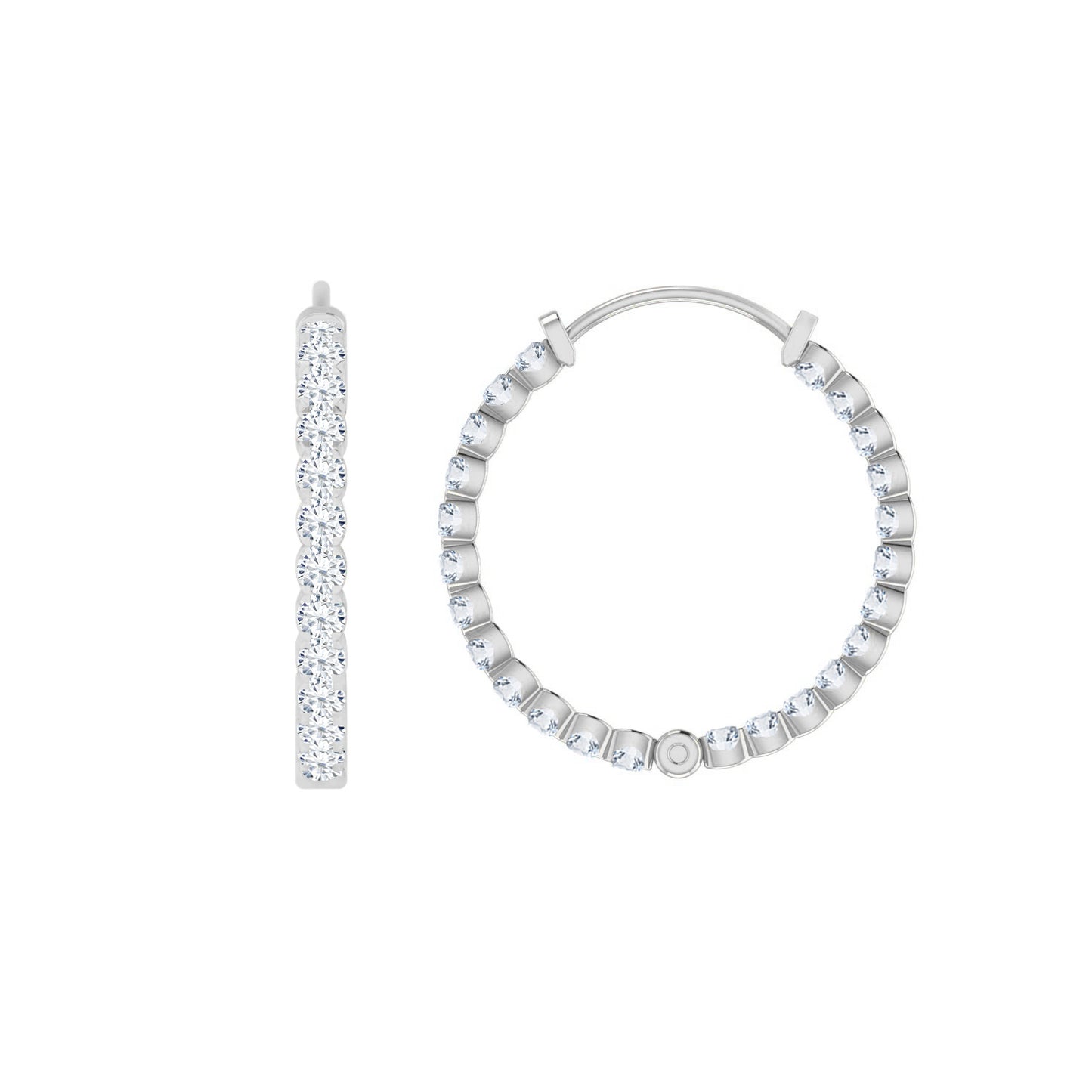 Inside-Out Hoop Earrings | 925 Sterling Silver Birthstone Stud Earrings | Diamond Accent Gemstone Earrings | 15 Birthstone Options | Gift for Women