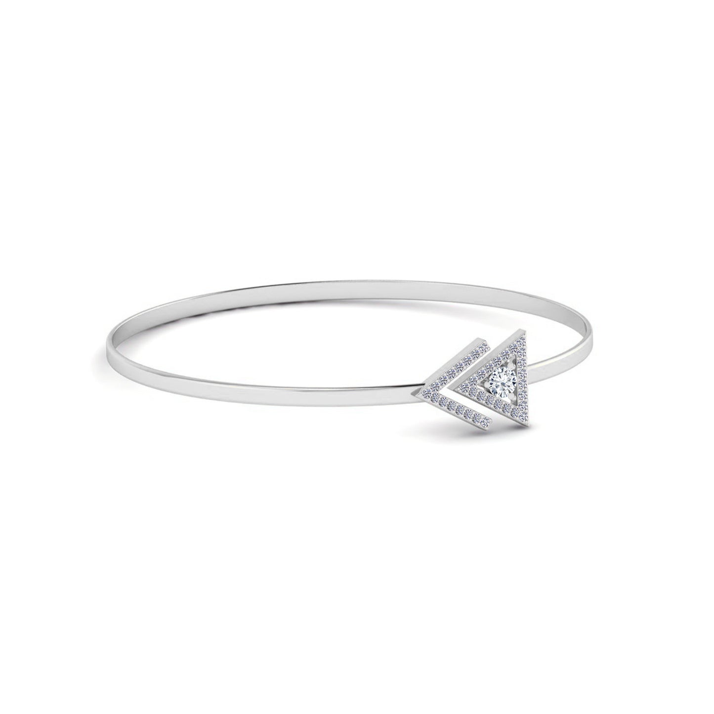 Geometric Open Bangle Bracelet | Sterling Silver Birthstone Bracelet | Adjustable Chain | 15 Gemstone Choices | Personalized Gemstone Bracelet