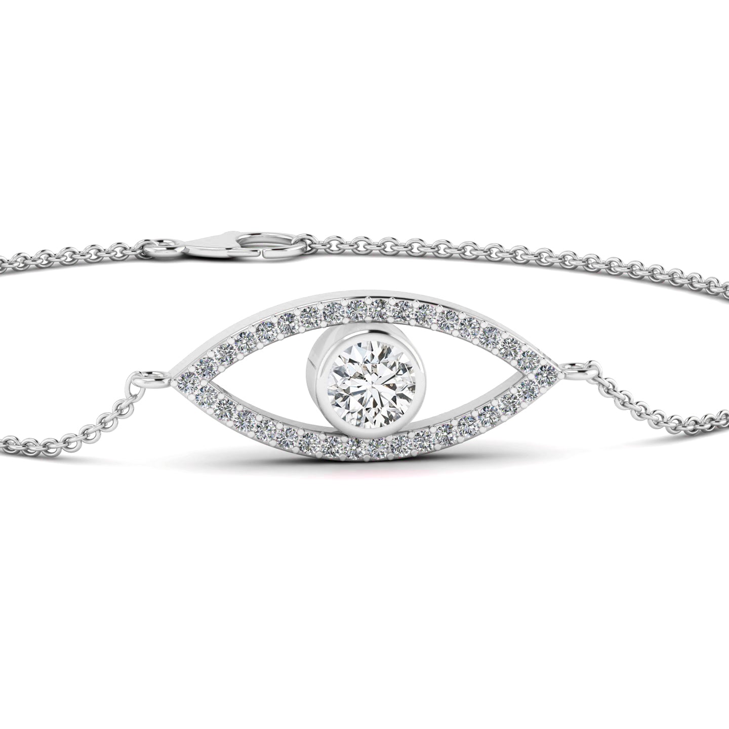 Evil Eye Bracelet | Sterling Silver Birthstone Bracelet | Adjustable Chain | 15 Gemstone Choices | Personalized Gemstone Bracelet