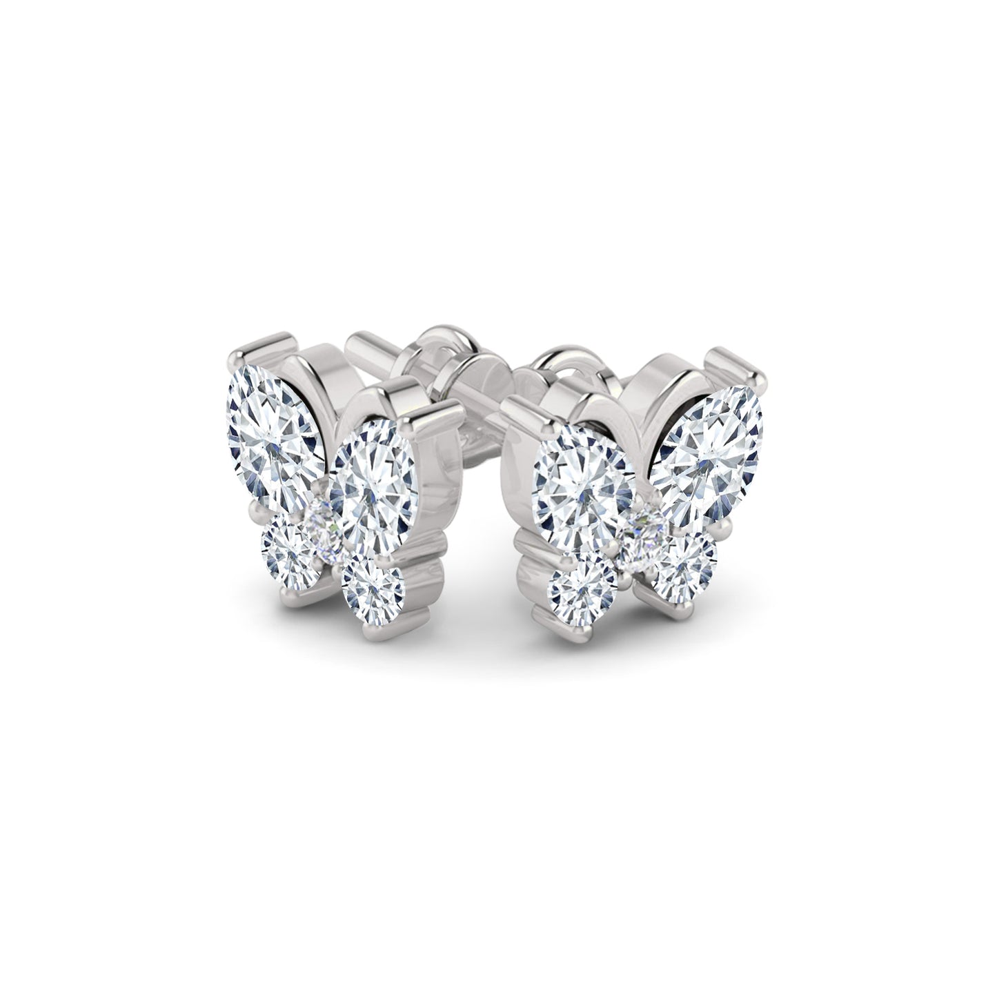 Butterfly Stud Earrings | 925 Sterling Silver Birthstone Stud Earrings | Diamond Accent Gemstone Earrings | 15 Birthstone Options | Gift for Women