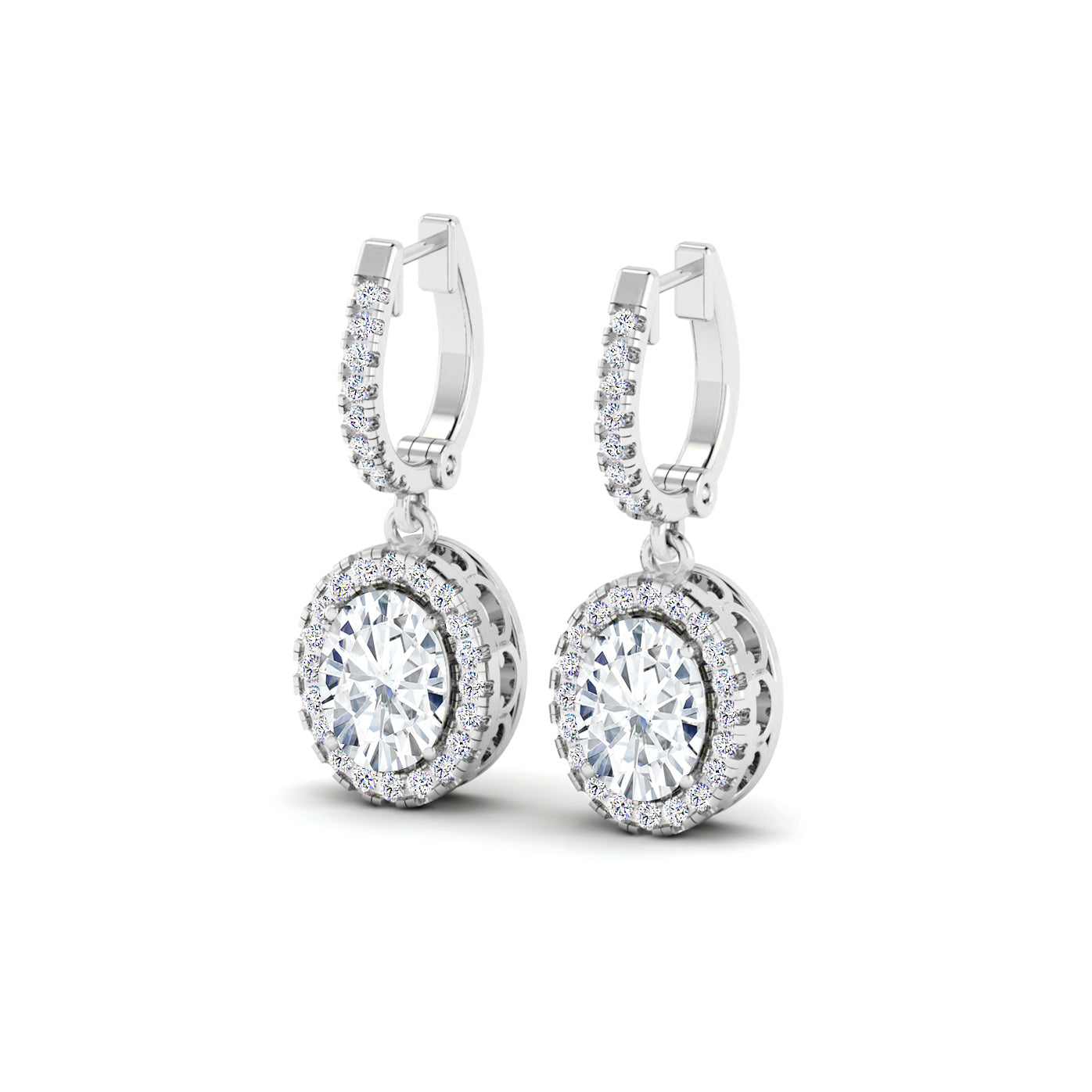 Halo Huggie Drop Earrings | 925 Sterling Silver Birthstone Stud Earrings | Diamond Accent Gemstone Earrings | 15 Birthstone Options | Gift for Women