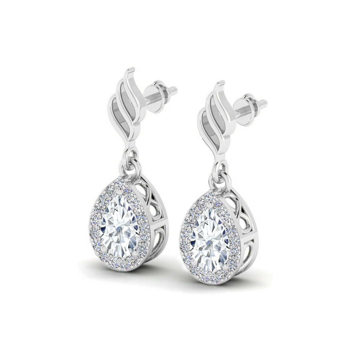 Flame (Floral Swirl) Hook | 925 Sterling Silver Birthstone Stud Earrings | Diamond Accent Gemstone Earrings | 15 Birthstone Options | Gift for Women