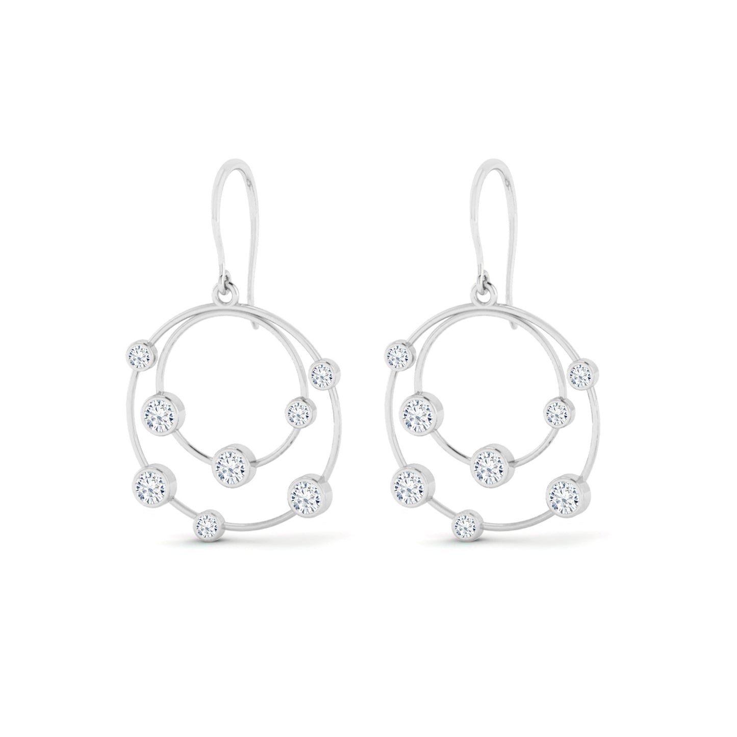 Open Circle Drop Earrings | 925 Sterling Silver Birthstone Stud Earrings | Diamond Accent Gemstone Earrings | 15 Birthstone Options | Gift for Women