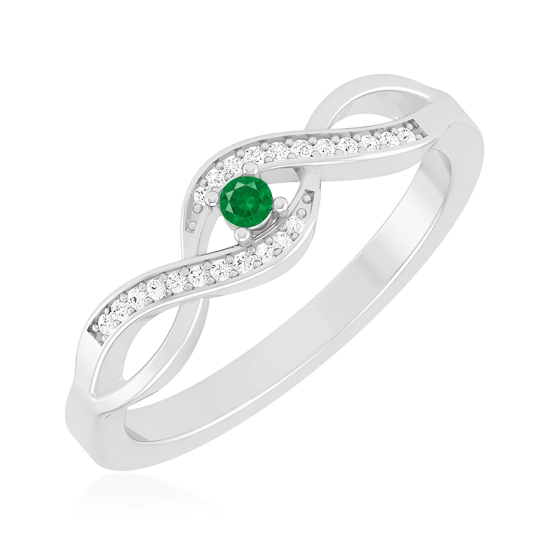 Infinity Ring | Sterling Silver Birthstone Ring | Genuine Gemstone & Diamond Studded Ring | Personalized Promise Ring | Gift for Her