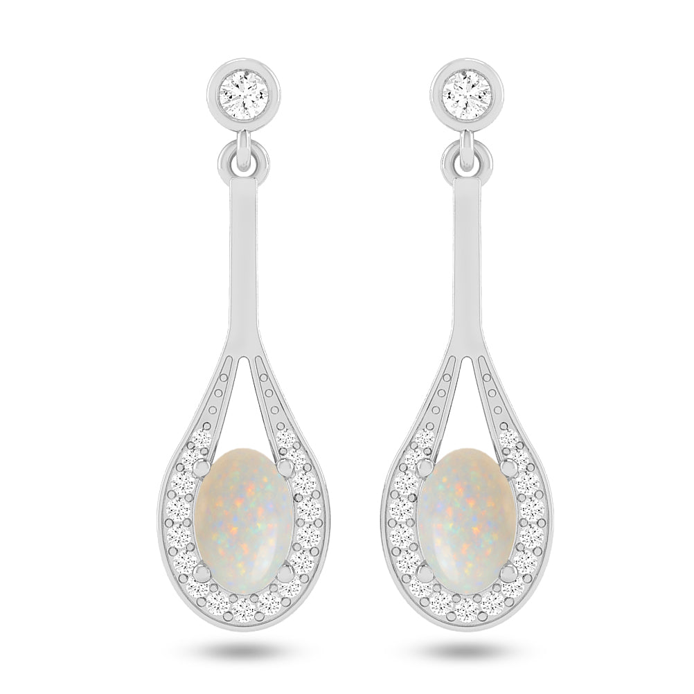 Teardrop Halo Dangle Earrings | 925 Sterling Silver Birthstone Stud Earrings | Diamond Accent Gemstone Earrings | 15 Birthstone Options | Gift for Women