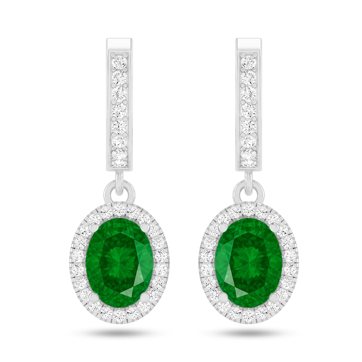 Oval Halo Drop Earrings | 925 Sterling Silver Birthstone Stud Earrings | Diamond Accent Gemstone Earrings | 15 Birthstone Options | Gift for Women
