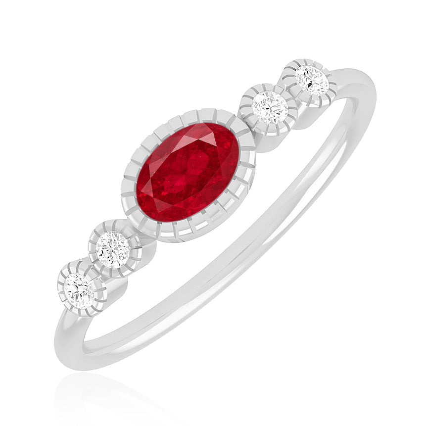 Bezel Set Three-Stone Ring | Sterling Silver Birthstone Ring | Genuine Gemstone & Diamond Studded Ring | Personalized Promise Ring | Gift for Her