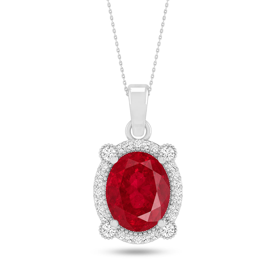 Oval Cabochon Halo Pendant | Starburst Pendant | Heart Knot Teardrop Pendant | Sterling Silver Birthstone Necklace | Diamond Accent | Adjustable Chain | 15 Gemstone Choices