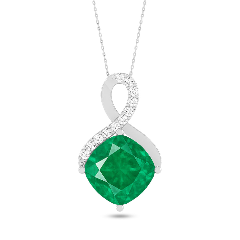 Infinity Cushion Solitaire Pendant | Starburst Pendant | Heart Knot Teardrop Pendant | Sterling Silver Birthstone Necklace | Diamond Accent | Adjustable Chain | 15 Gemstone Choices