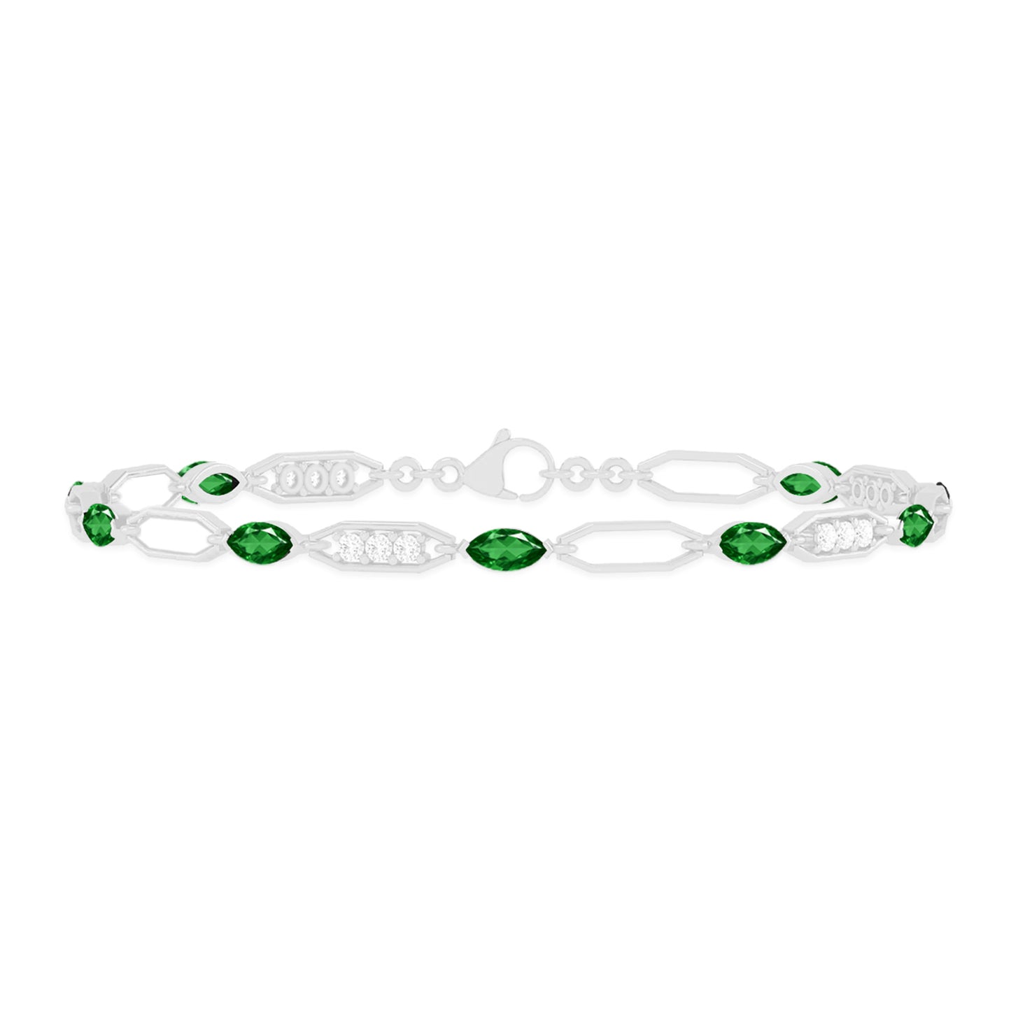 Art Deco Link Bracelet | Sterling Silver Birthstone Bracelet | Adjustable Chain | 15 Gemstone Choices | Personalized Gemstone Bracelet Floral Vine Bracelet Canter piece