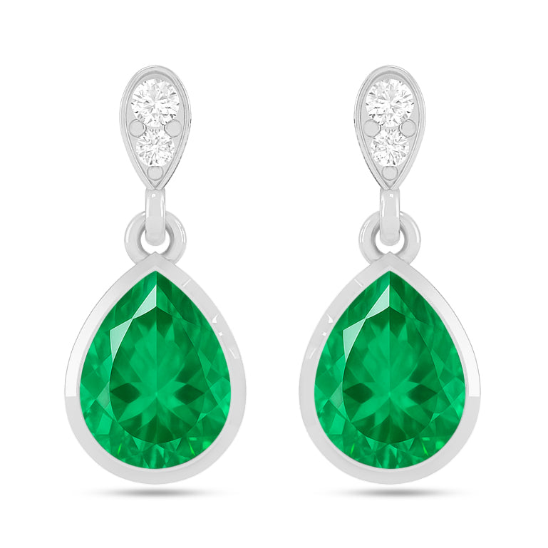 Pear Solitaire Drop Earrings | 925 Sterling Silver Birthstone Stud Earrings | Diamond Accent Gemstone Earrings | 15 Birthstone Options | Gift for Women