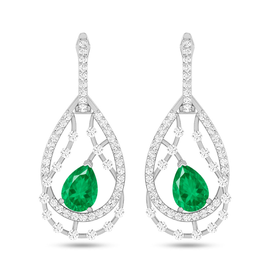 Double Teardrop Halo Drop Earrings | 925 Sterling Silver Birthstone Stud Earrings | Diamond Accent Gemstone Earrings | 15 Birthstone Options | Gift for Women