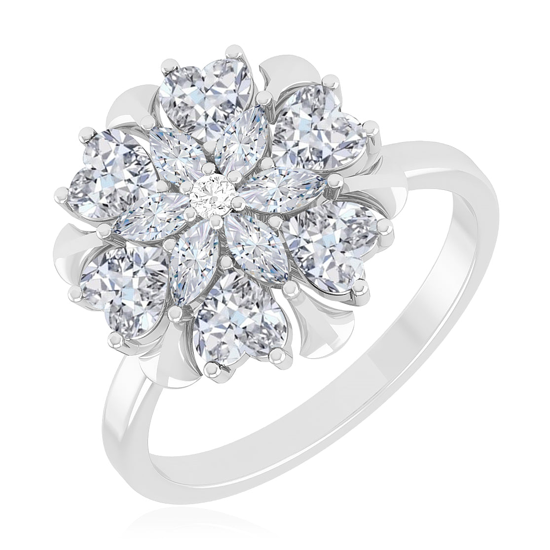 Floral Cluster Ring | Sterling Silver Birthstone Ring | Genuine Gemstone Studded Ring | Personalized Promise Ring | Gift for Her